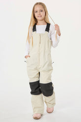 Girls’ Off White Waterproof Reflective Durable Snow Bibs